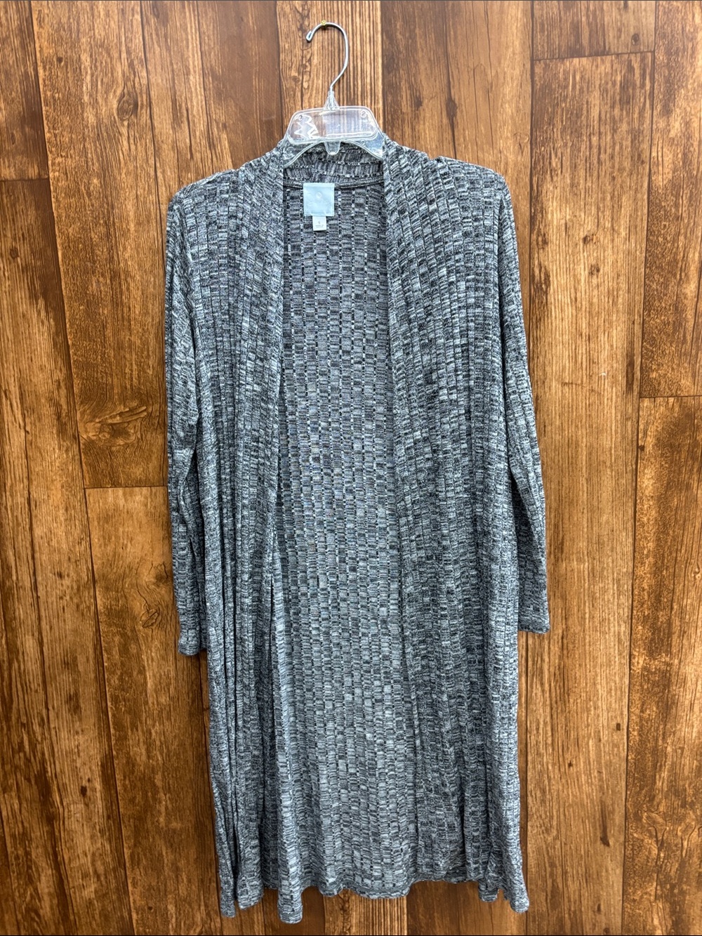 Sunday Open-Front Long Gray Marled Cardigan